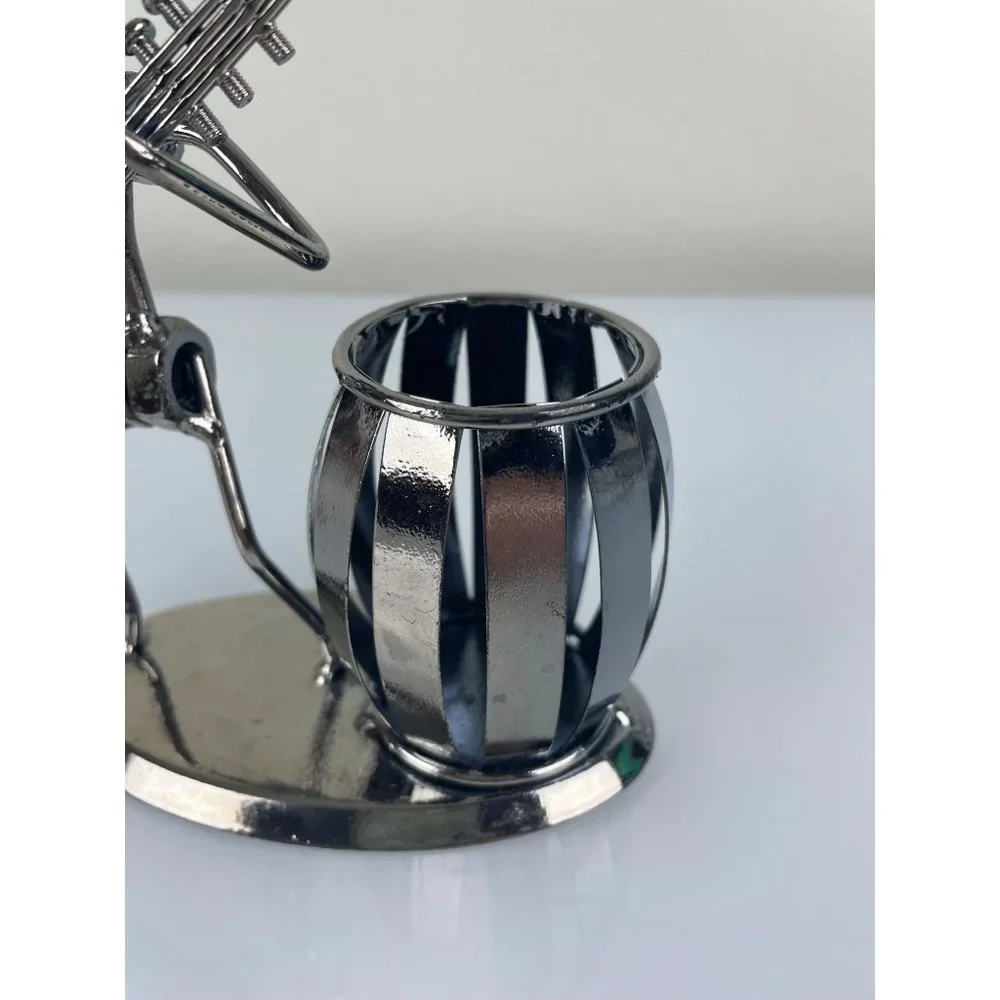 Unique Metal Guitar Player Pen Pencil Holder Desk, Office, Bolts, Music Gift
